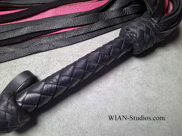 Black Elk and Rose Pink Cowhide Flogger