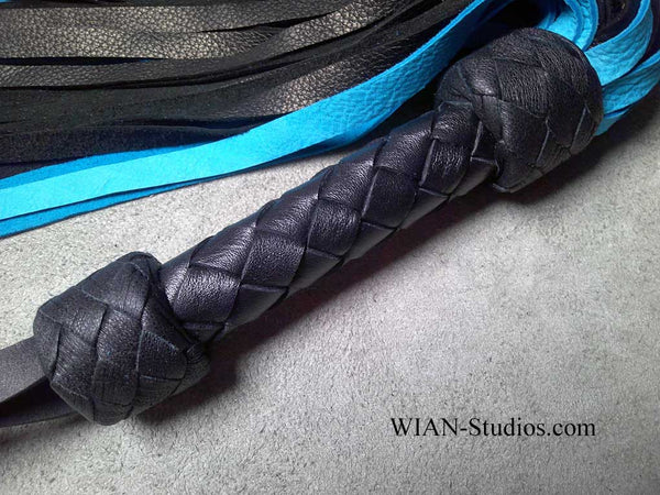 Turquoise Blue and Black Deer Hide Flogger, Small