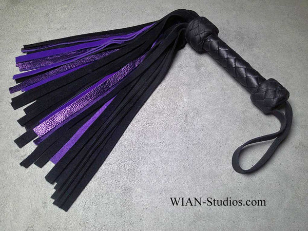 Black, Purple Chap Suede and Metallic Purple Cowhide Flogger, Small