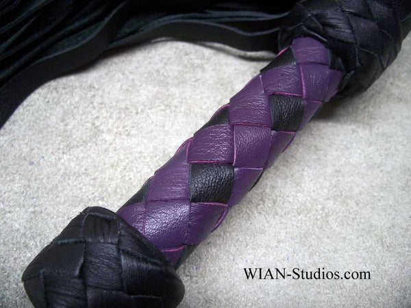 Black Cowhide Flogger, Purple, Small