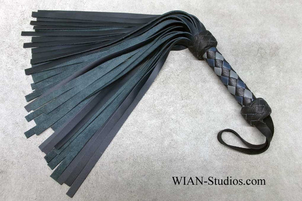 Blue Gray Thicker Cowhide Flogger, Small