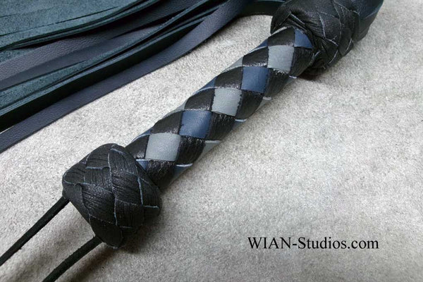 Blue Gray Thicker Cowhide Flogger, Small