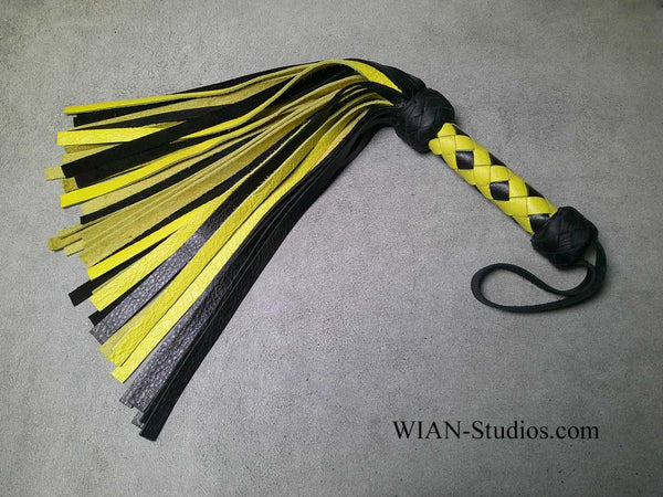 Black and Yellow Cowhide Flogger, Small