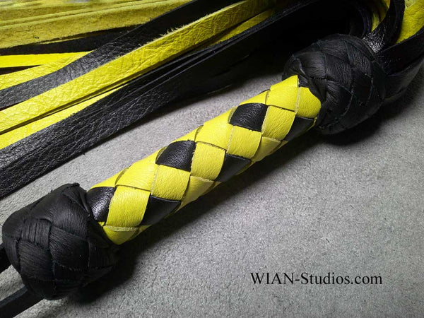 Black and Yellow Cowhide Flogger, Small