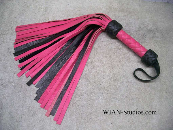 Pink and Black Cowhide Flogger, Small