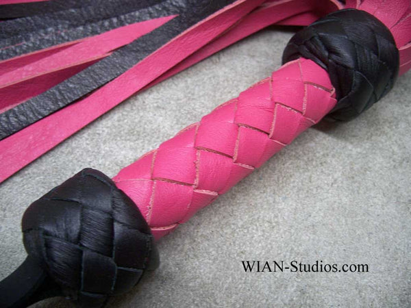 Pink and Black Cowhide Flogger, Small
