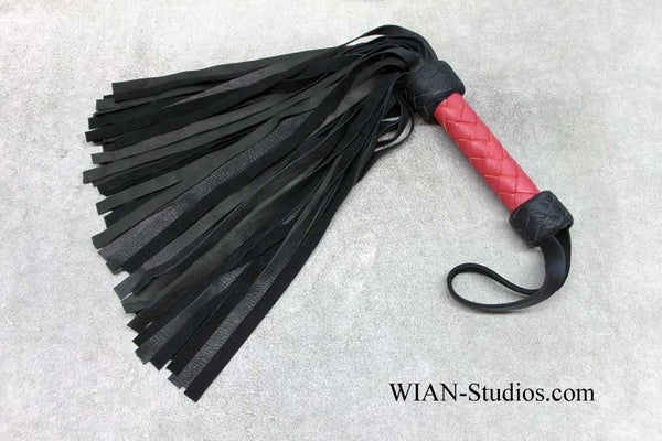 Black Deer Flogger, Red Handle, Small