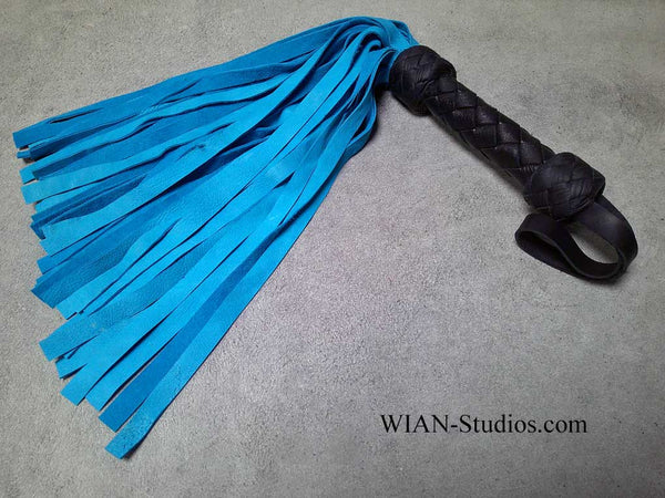 Turquoise Blue Deer Hide Flogger, Small