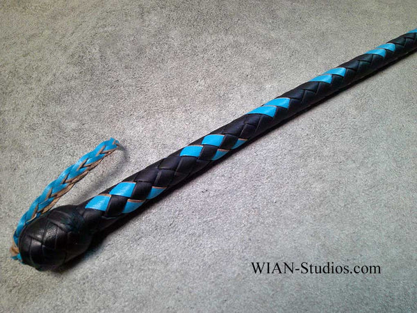 Snake Whip, Black with Bright Blue Accents,  2.5'