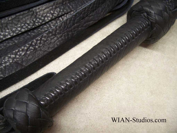 Black Buffalo Flogger, Wider Black Laced Handle