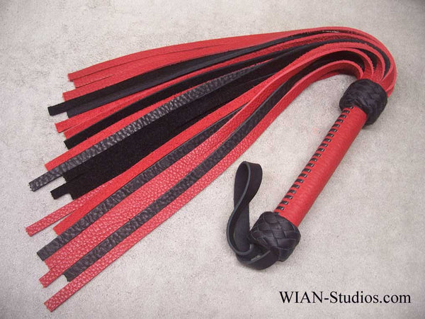 Red and Black Bullhide Flogger, Red Handle, Medium