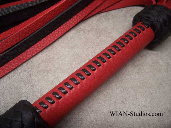 Red and Black Bullhide Flogger, Red Handle, Medium