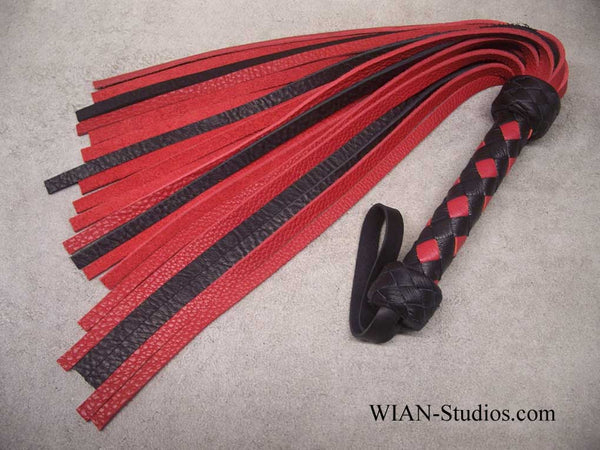 Red and Black Bullhide Flogger, Medium