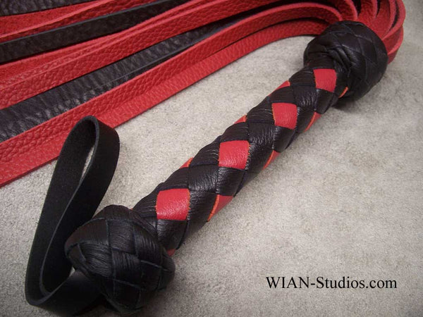Red and Black Bullhide Flogger, Medium