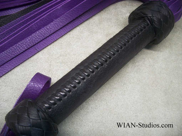 Purple and Black Bullhide Flogger, Wider Black Handle