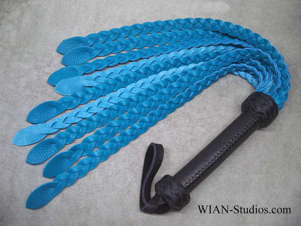 Turquoise Bull Hide Flat Braid Cat-0-Nine