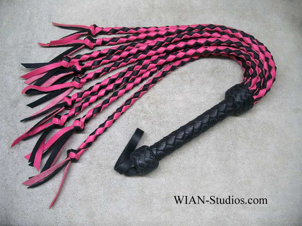 Round Braid Cat-O-Nine in Black and Pink