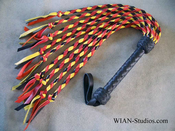 Round Braid Cat O Nine, Red, Orange, Yellow and Black