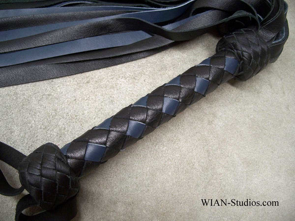 Black and Blue Gray Cowhide Flogger