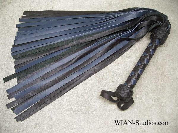 Black and Blue Gray Cowhide Flogger