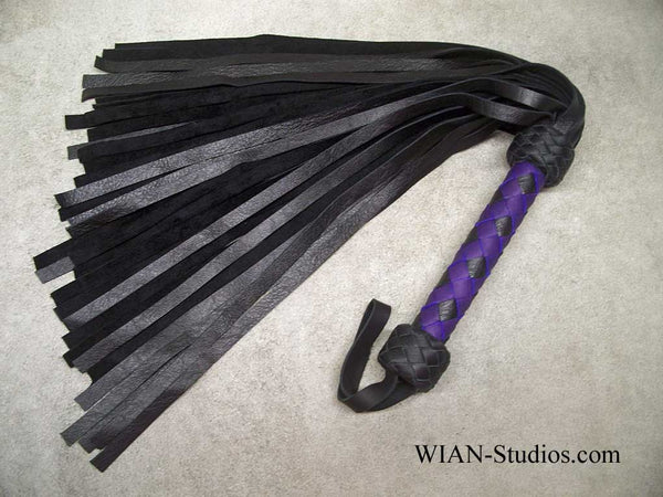 Black Cowhide Flogger, Medium, Purple