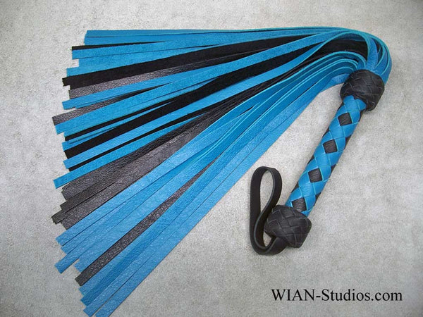 Turquoise and Black Cowhide Flogger, Medium