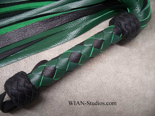 Green and Black Cowhide Flogger, Medium