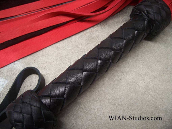 Red and Black Cowhide Flogger, Matte Finish, Medium