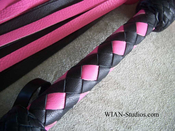 Pink and Black Cowhide Flogger