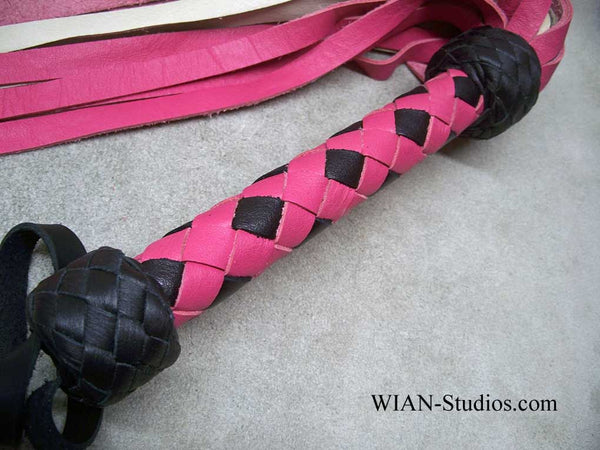 Pink and White Cowhide Flogger