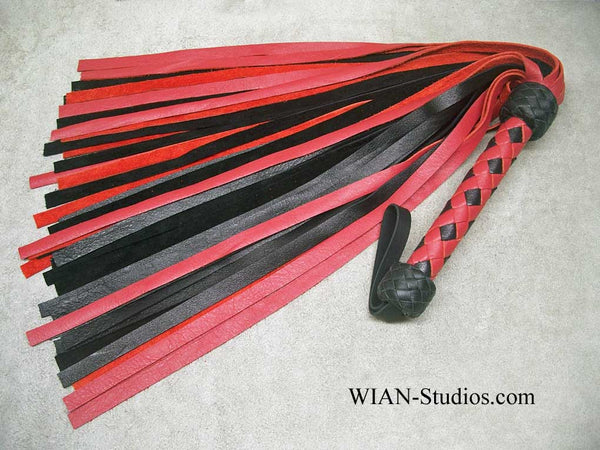 Red and Black Cowhide Flogger