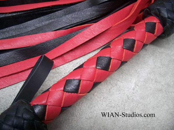 Red and Black Cowhide Flogger
