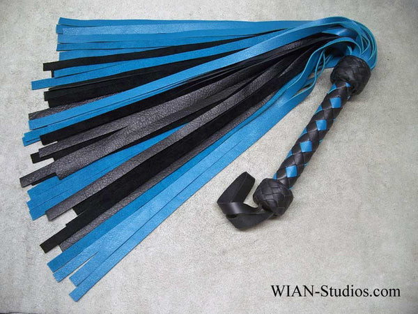 Turquoise and Black Cowhide Flogger