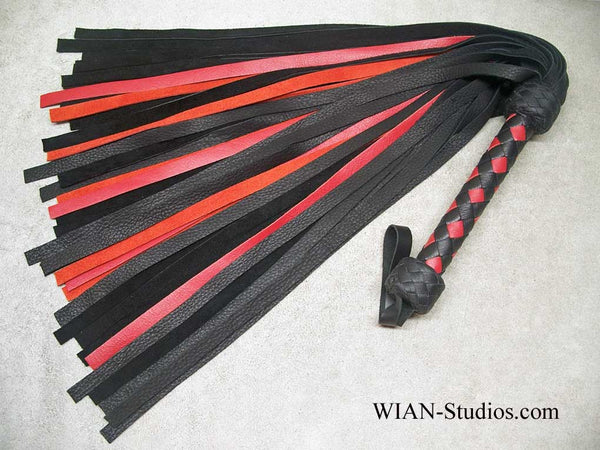 Black Elk and Fire Red Cowhide Flogger