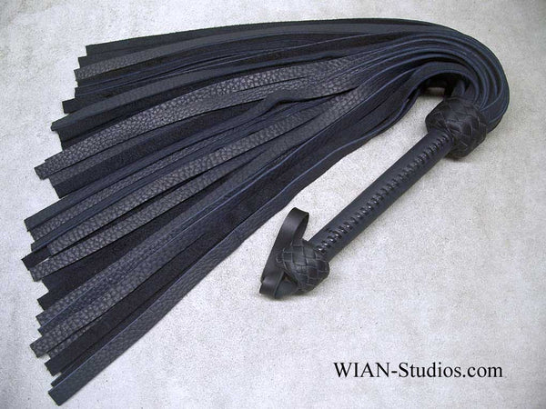 Navy Blue Elk Flogger, Heavier Hide, 35 tails