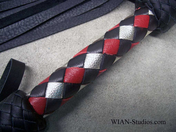 Black Elk Flogger, Red, Silver, Black Handle, Medium