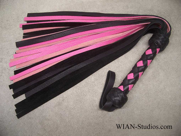 Black Elk and Pink Cowhide Flogger, Medium