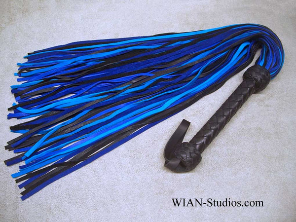 Deer Hide Cat with Tails of Black, Blue and Turquoise