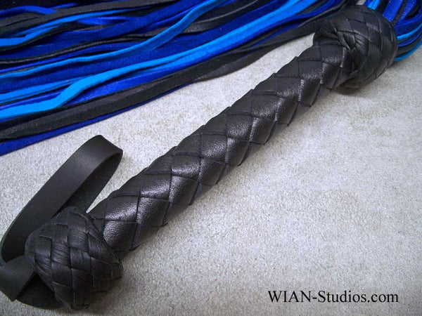 Deer Hide Cat with Tails of Black, Blue and Turquoise