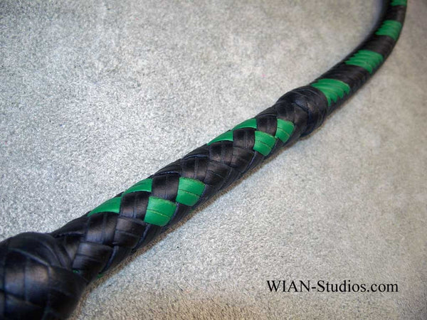 Mini Bull Whip, Black with Green accents, 4'