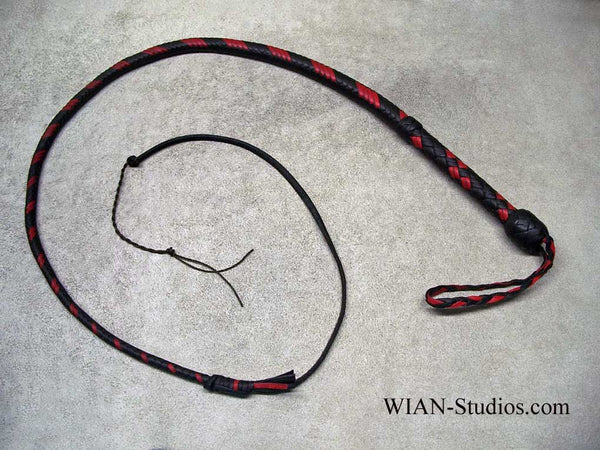 Mini Bull Whip, Black with Red accents, 3'