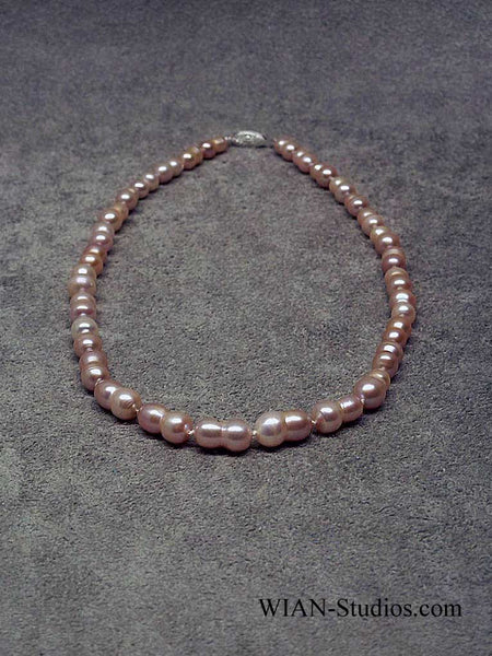 Pink Peanut Pearl Necklace and Earrings