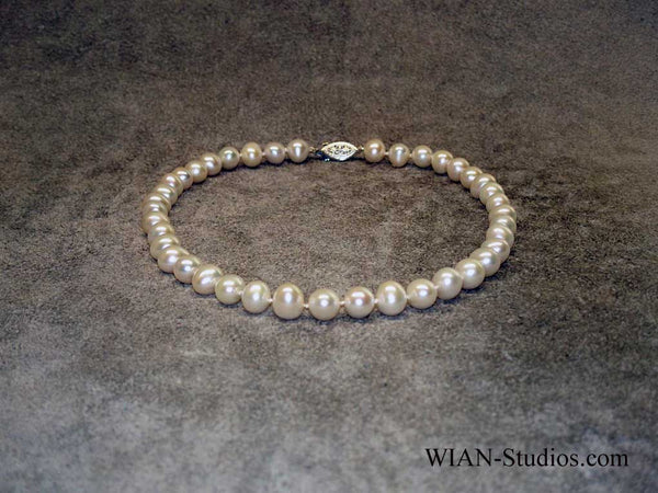 White Off Round Pearl Necklace and Earrings, 10mm, 18"