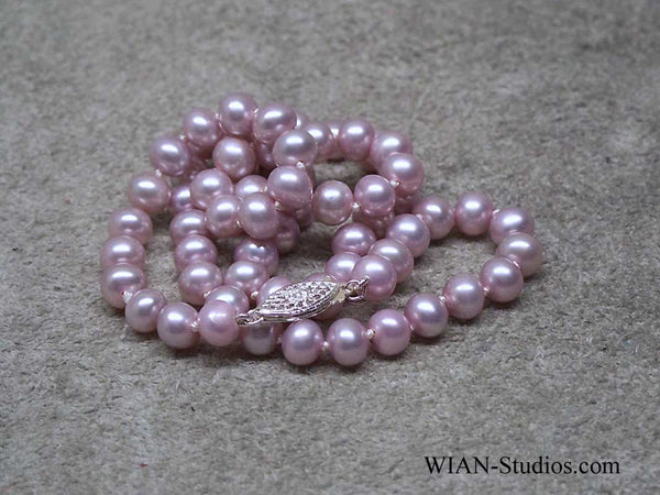 Lavender Pearl Necklace, 6.5mm, 19"