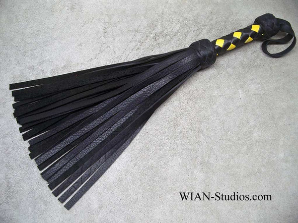 Black Buffalo Flogger, Small, All Sting, Yellow Handle