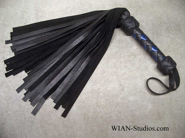 Black Cowhide Flogger, Small, Blue