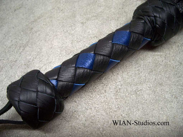 Black Cowhide Flogger, Small, Blue