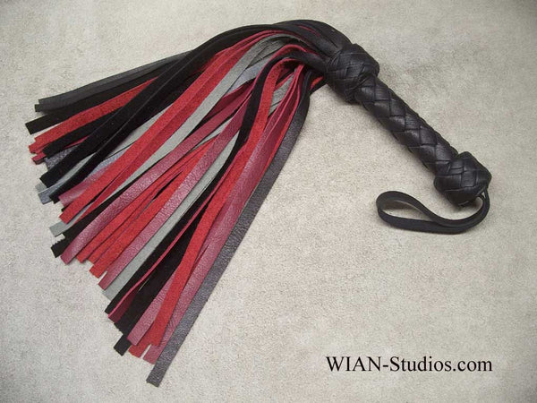 Black, Burgundy, and Gray Cowhide Flogger, Small