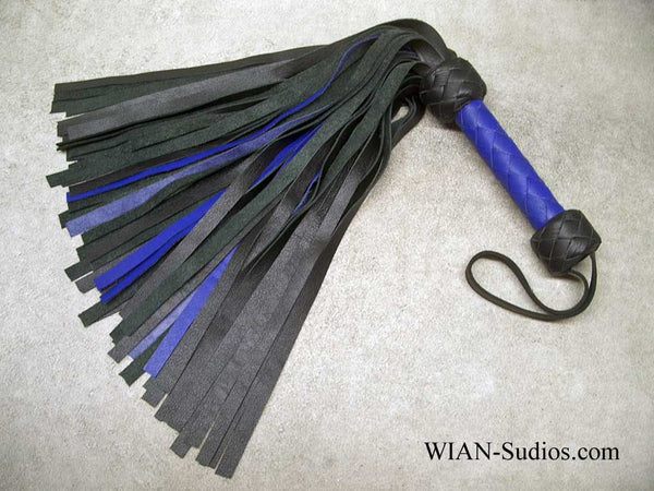 Black and Blue Cowhide Flogger, Small, Blue