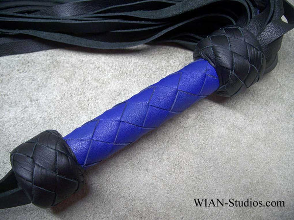 Black and Blue Cowhide Flogger, Small, Blue